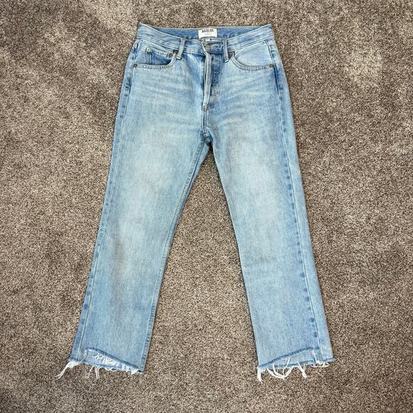 AGOLDE Women's Size 27 Mid Rise Crop Raw Hem Straight Leg Jeans 1567-513 - Picture 1 of 11
